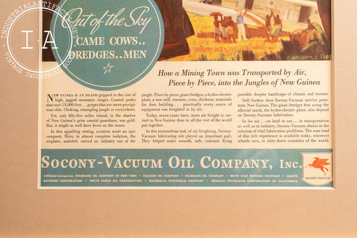 c. 1930 Framed Socony Vacuum Pegasus Lithographic Ad