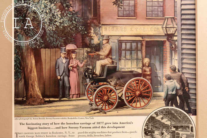 c. 1940 Framed Socony Vacuum Oil Lithographic Ad