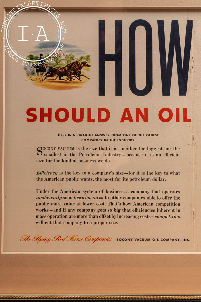 c. 1940 Framed Socony Vacuum Oil Pegasus Ad