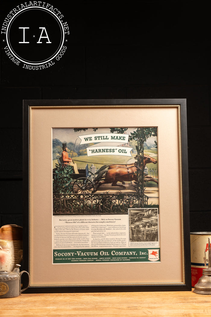 c. 1940 Socony Vacuum Oil Co. Pegasus Harness Oil Ad