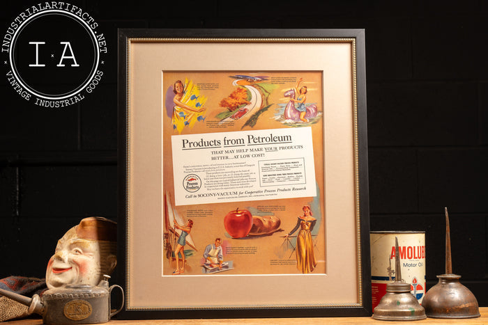 c. 1941 Framed Socony Vacuum Lithographic Ad