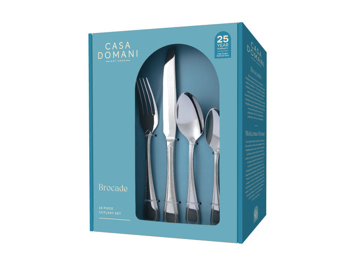 Casa Domani Brocade Cutlery Set 16pc - Stainless Steel