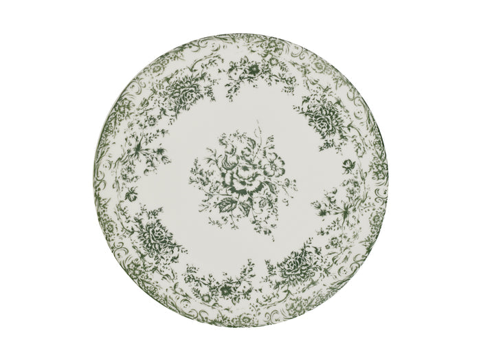 Casa Domani Rosetta Footed Cake Stand Antique Green Gift Boxed - 28cm