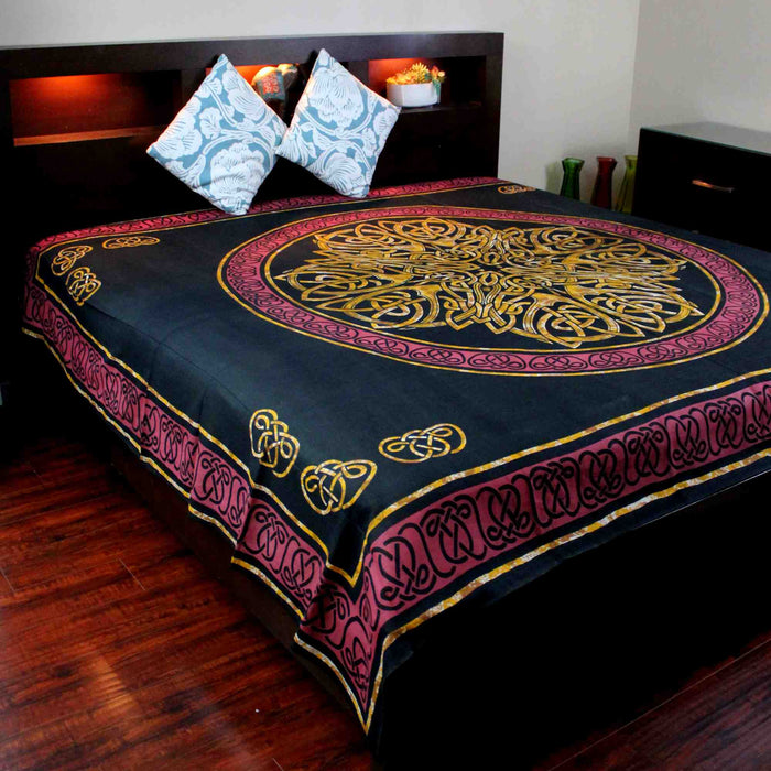 Celtic Tapestry Wall Hanging Thin Cotton Spread Red Black Twin Full Queen King - Sweet Us