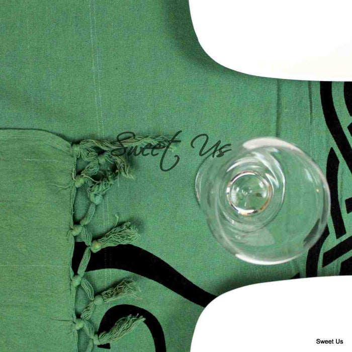 Cotton Tree of life Tablecloth Rectangle Celtic Tie-Dye Spread Fringe - Sweet Us