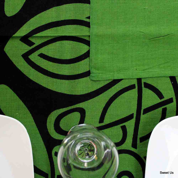 Celtic Tree of Life Lightweight Hand?Loomed Cotton Tablecloth — Evergreen Knotwork - Sweet Us