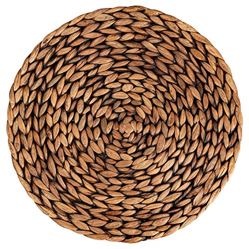 CENBOSS Beautiful Woven Placemats Round Placemats for Dining Table (Brown Wash, 13.5" Set of 4)