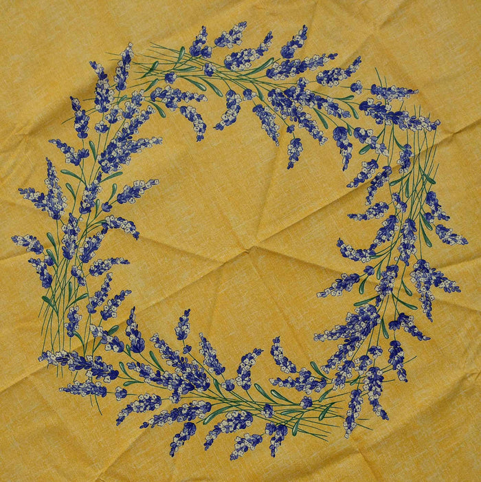 French Floral Tablecloth Provencal Acrylic Coated Cotton Purple Yellow 71" Round - Sweet Us