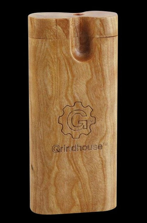 Front view of the Cherry Wood Pulsar Straight Wood Dugout, showcasing the warm wood grain and minimalist design.