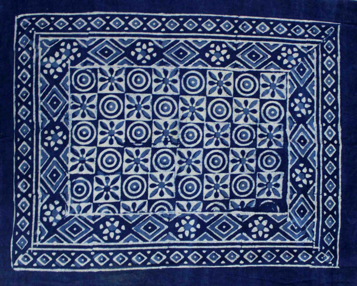 Reversible Duvet Cover Block Print Cotton Floral Indigo Dabu Full Queen - Sweet Us