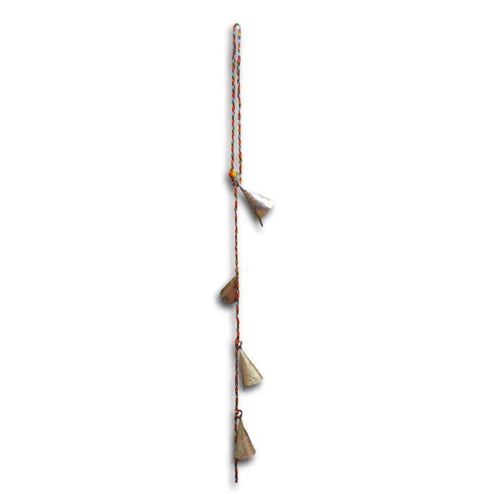 Chime of 8 Cone Shaped Tin Bells with Metal Striker on 29-inches Long Cord - Sweet Us