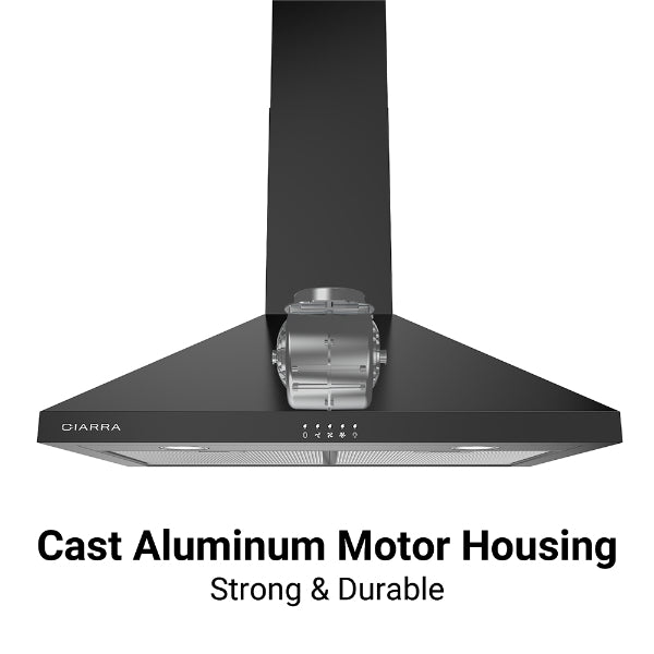 CIARRA CAB75206P 30" Black 450 CFM Wall Mount Convertible Range Hood