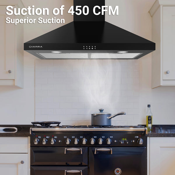CIARRA CAB75206P 30" Black 450 CFM Wall Mount Convertible Range Hood