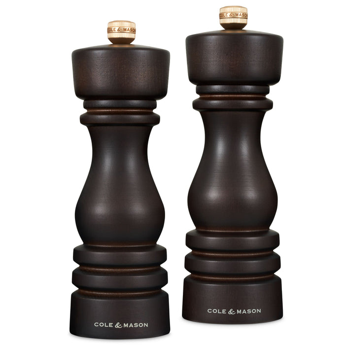 Cole & Mason London Salt and Pepper Mill Gift Set - Chocolate Wood - 18cm