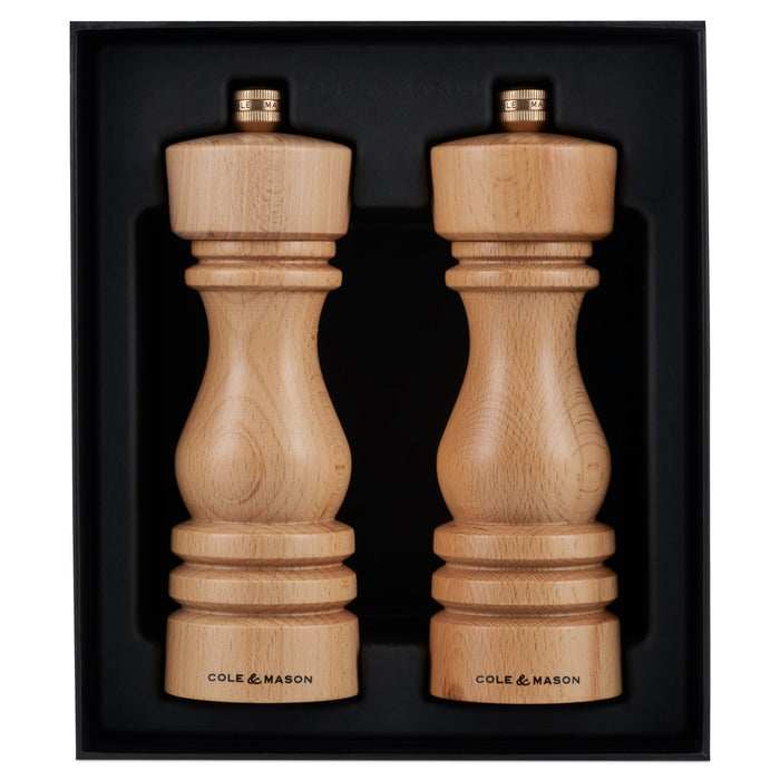 Cole & Mason London Salt and Pepper Mill Gift Set - Natural Beech - 18cm