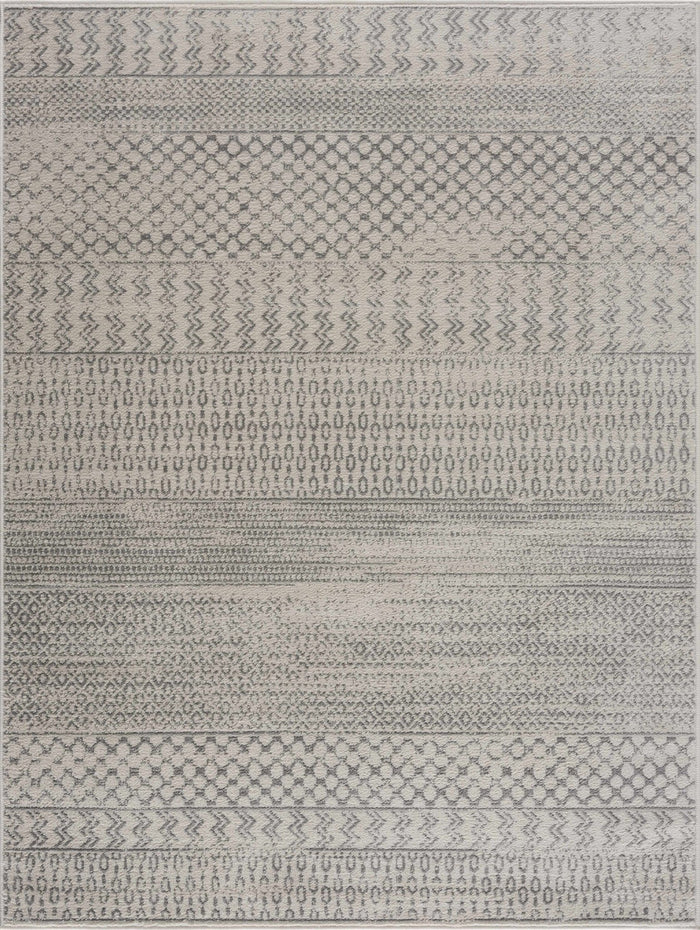 Contemporary Ivory and Gray Medium Pile Tribal Trellis Multi size Area Rug - The Rug Decor