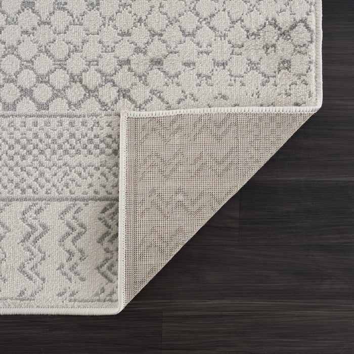 Contemporary Ivory and Gray Medium Pile Tribal Trellis Multi size Area Rug - The Rug Decor