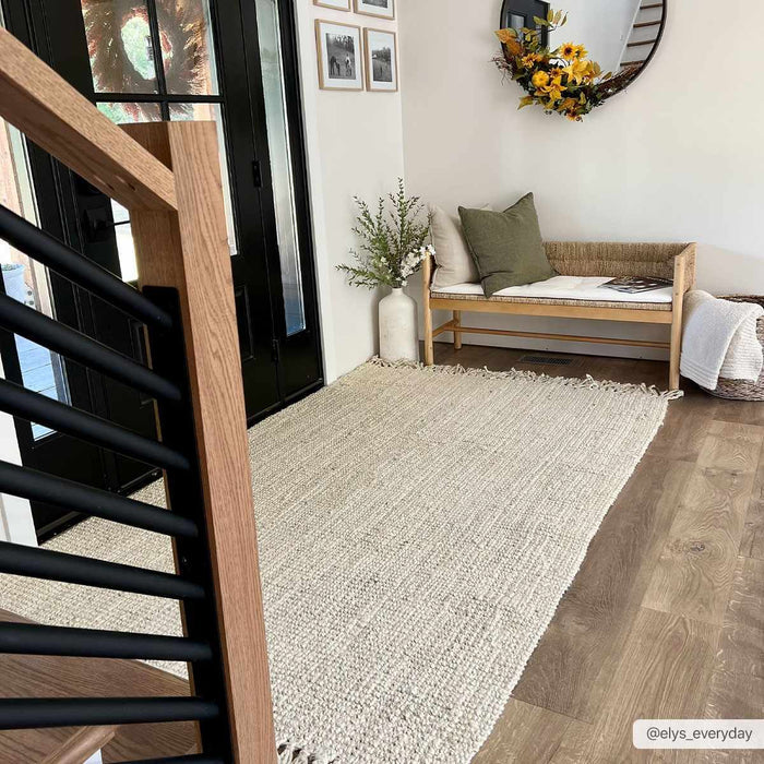 Contemporary Solid Hand Woven Tan Natural Fiber Jute Multi Size Area Rug - The Rug Decor