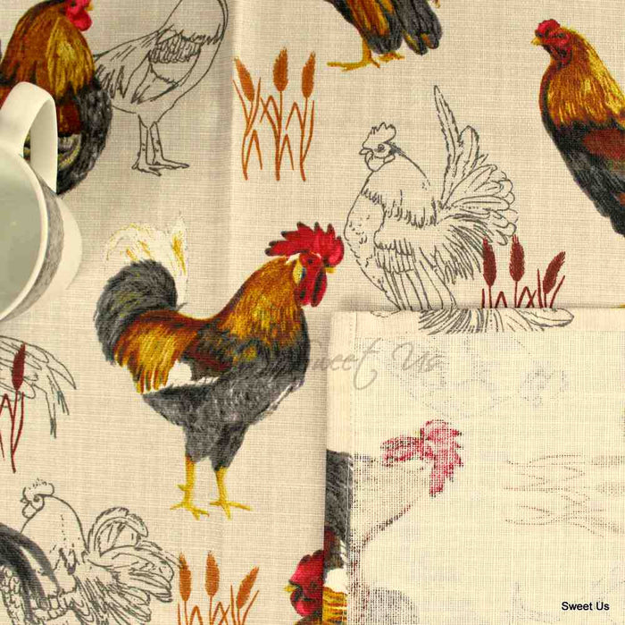 Coq Provençal Coated French Tablecloth Rectangle, Rustic Dawn - Sweet Us