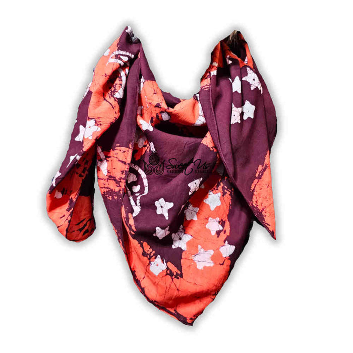 Cosmic Elegance Lightweight Floral Cotton Scarf — Merlot - Sweet Us