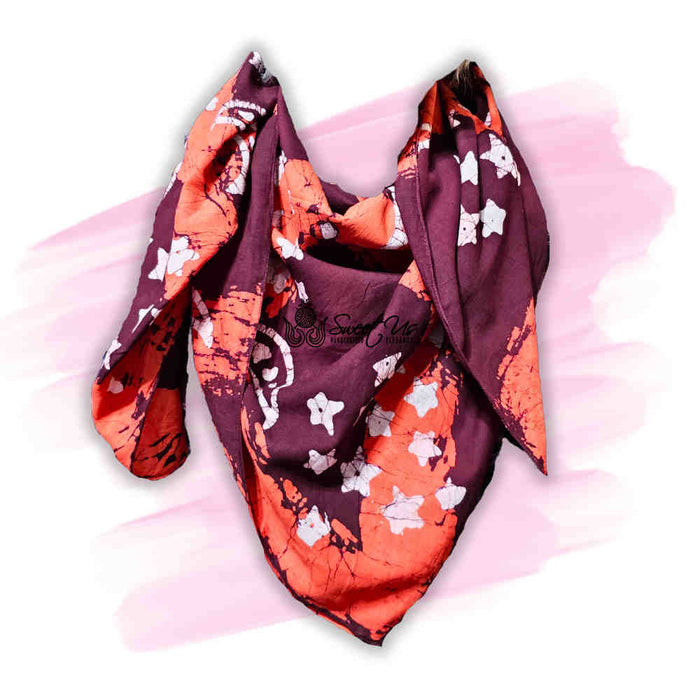 Cosmic Elegance Lightweight Floral Cotton Scarf — Merlot - Sweet Us
