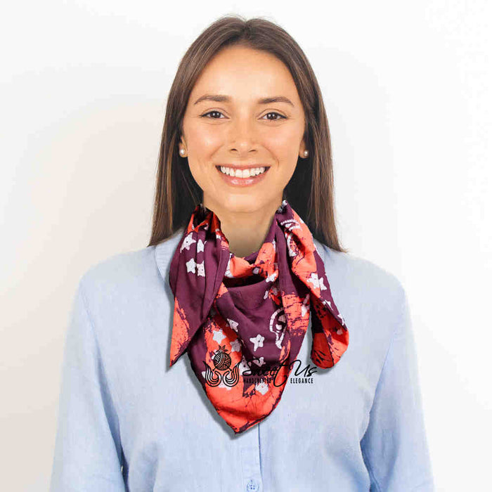 Cosmic Elegance Lightweight Floral Cotton Scarf — Merlot - Sweet Us