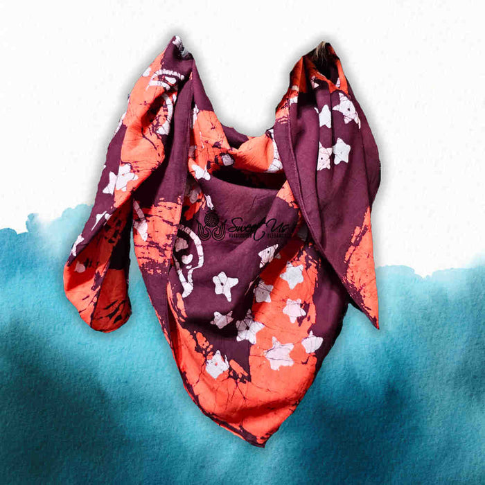 Cosmic Elegance Lightweight Floral Cotton Scarf — Merlot - Sweet Us