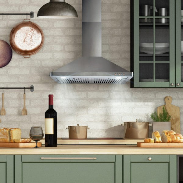 Cosmo COS-63175 30" Stainless Steel 380 CFM Wall Mount Range Hood with Controls