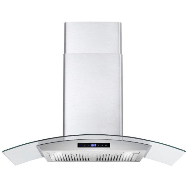 Cosmo COS-668AS900 36" Stainless Steel 380 CFM Wall Mount Range Hood with Glass Canopy