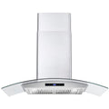 Cosmo COS-668AS900 36" Stainless Steel 380 CFM Wall Mount Range Hood with Glass Canopy