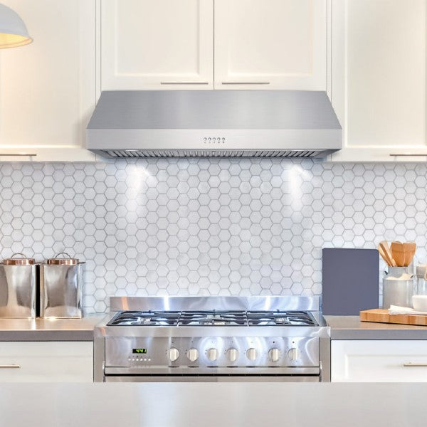 Cosmo UC36 36" Stainless Steel 380 CFM Under Cabinet Range Hood with Push Button Controls