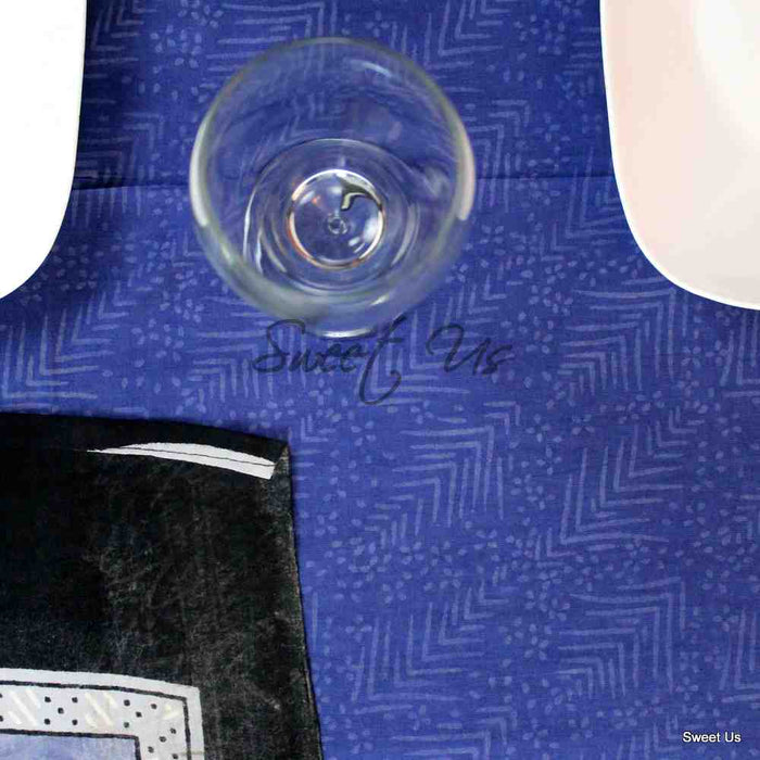 Cotton Block Print Tablecloth Rectangle Dining Kitchen Table Linen Blue - Sweet Us
