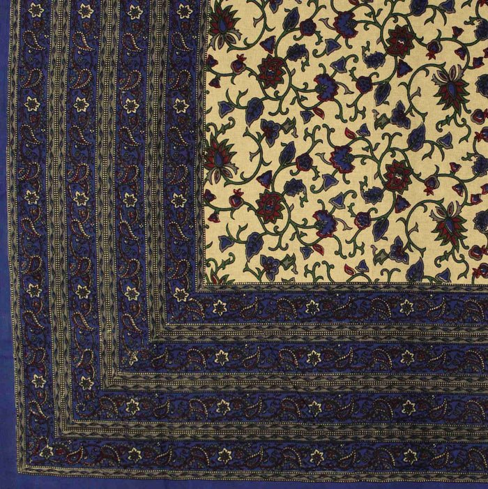 Cotton Floral Buti Print Tapestry Coverlet Tablecloth Dorm Decor Beach Sheet Blue - Sweet Us