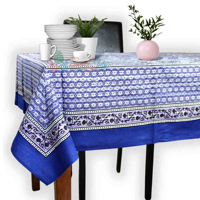 Cotton Floral Tablecloth Rectangle Blue - Sweet Us