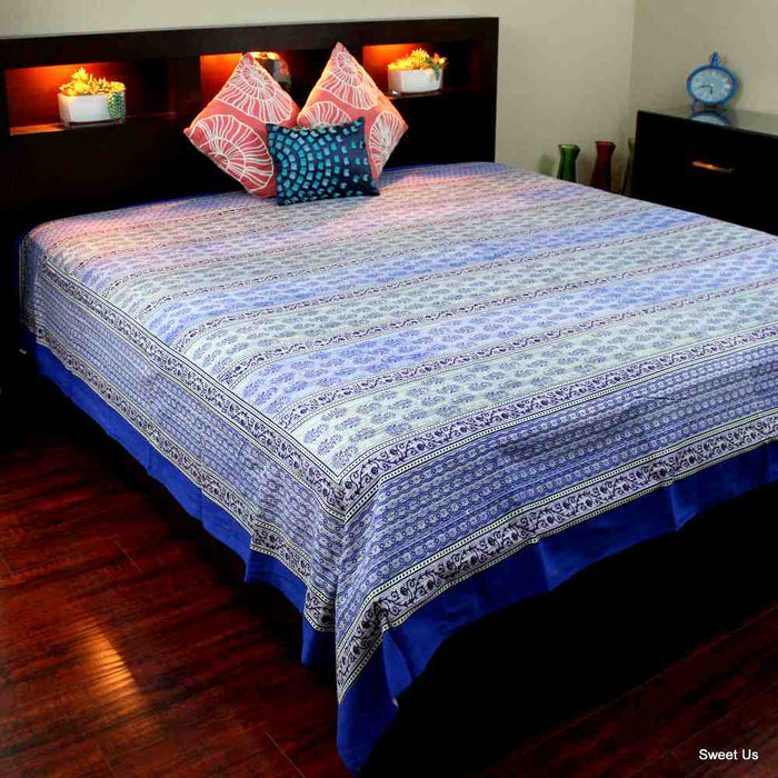 Cotton Floral Tablecloth Rectangle Blue - Sweet Us
