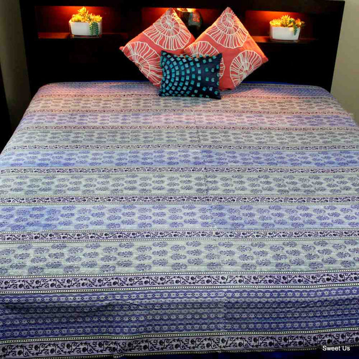 Cotton Floral Tablecloth Rectangle Blue - Sweet Us