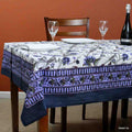 Cotton Floral Tablecloth Rectangle White Brown Green Blue Kitchen Linen - Sweet Us