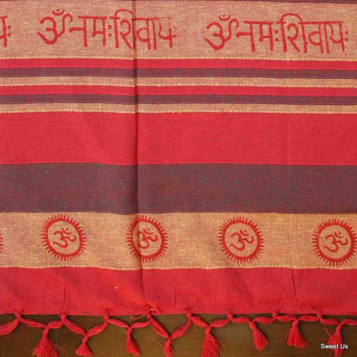 Cotton Tab Top Linen Curtain Panel Yoga Room Curtain Ribbed Om Meditation Panel