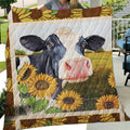 Cow and sunflowers print -Quilt - myfunfarm - clothing acceessories shoes for cow lovers, pig, horse, cat, sheep, dog, chicken, goat farmer