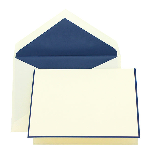 Crane Note Card Set, CF1430, Ecru/Blue Border