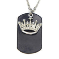 Crown Necklace Dog Tag Black