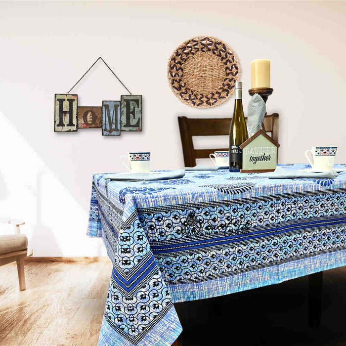 Crown Paisley Cotton Floral Tablecloth Rectangle, Royal Azure - Sweet Us