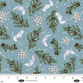 Curtain Valance - Chill Factor Wildlife Pine Tree Aqua Flannel