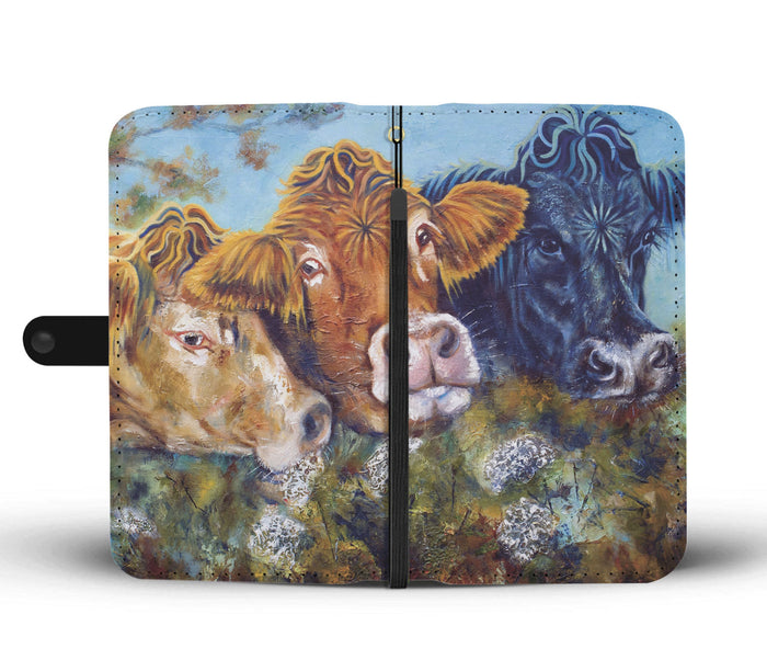 Cute cattle watercolor print sk00021 - Wallet Phone case - myfunfarm - clothing acceessories shoes for cow lovers, pig, horse, cat, sheep, dog, chicken, goat farmer