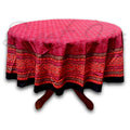 Calico Block Print Tablecloth for Dining, Kitchen Cotton Floral Table Linen Red - Sweet Us