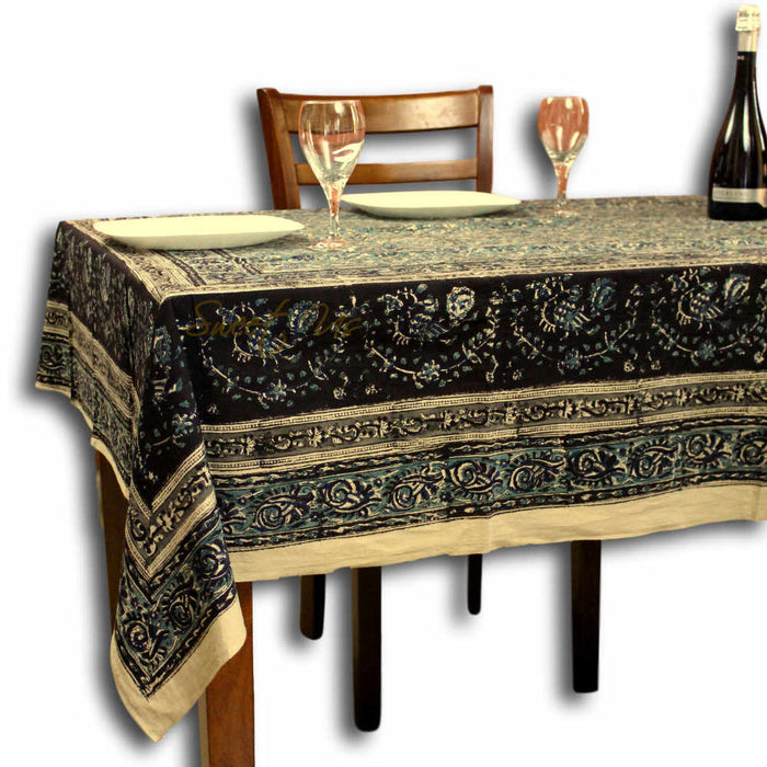 Dharani Series Vegetable Dye Tablecloth & Bedspread — Azure Moonrise - Sweet Us