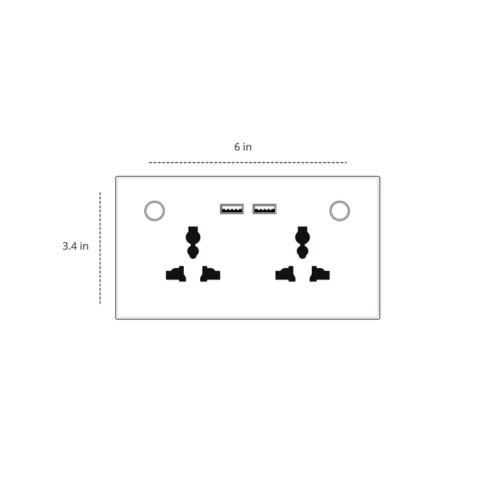 Dual Universal Sockets & USB CRYSTAL SERIES