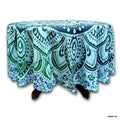 Cotton Blooming Floral Tablecloth Round 81-inch Beach Sheet Beach Throw Green Blue - Sweet Us