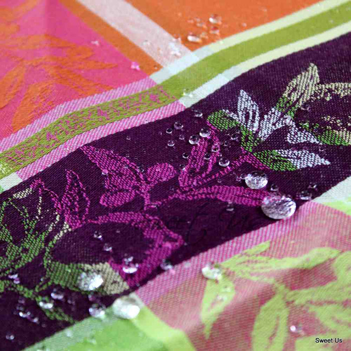 Wipeable Spill Resistant French Floral Cotton Jacquard Tablecloth Rectangle Green - Sweet Us