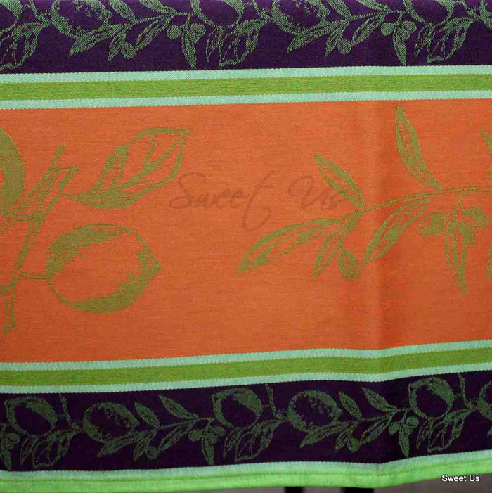 Wipeable Spill Resistant French Floral Cotton Jacquard Tablecloth Rectangle Green - Sweet Us